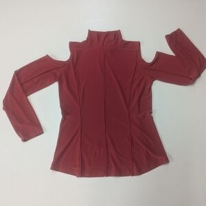 DKNY Size Small Red Cold Shoulder Top